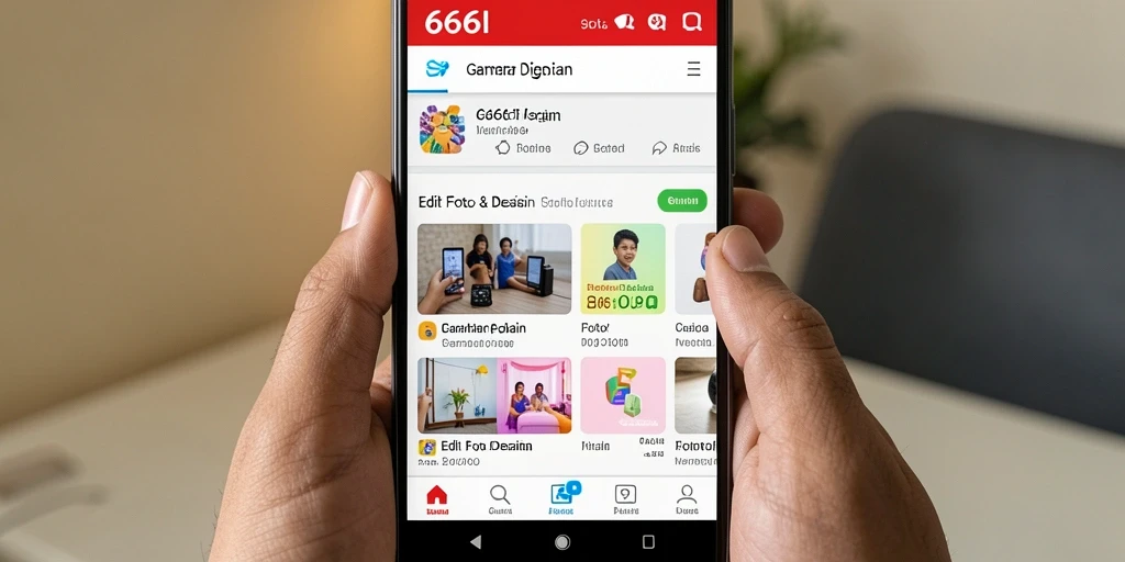 Screenshot aplikasi 666I menunjukkan antarmuka editing gambar yang user-friendly.
