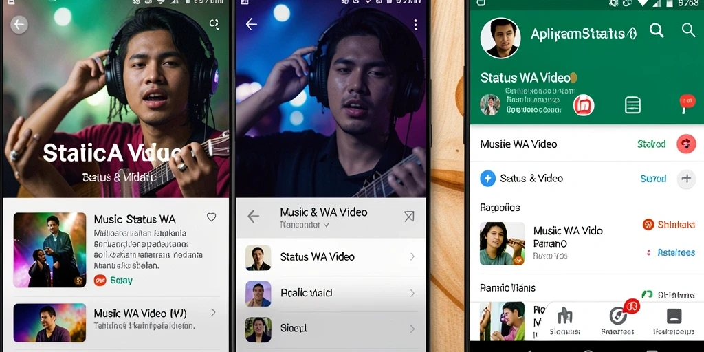 Tampilan antarmuka aplikasi 8768 yang sederhana dan menarik untuk Status WA Video.
