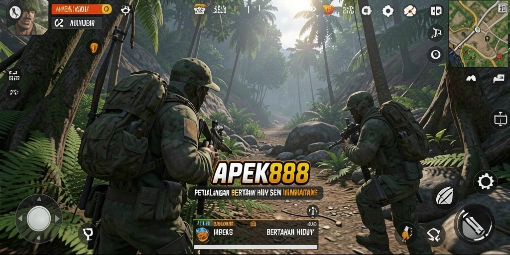 Tampilan antarmuka APEK88 saat bertahan hidup di alam liar.