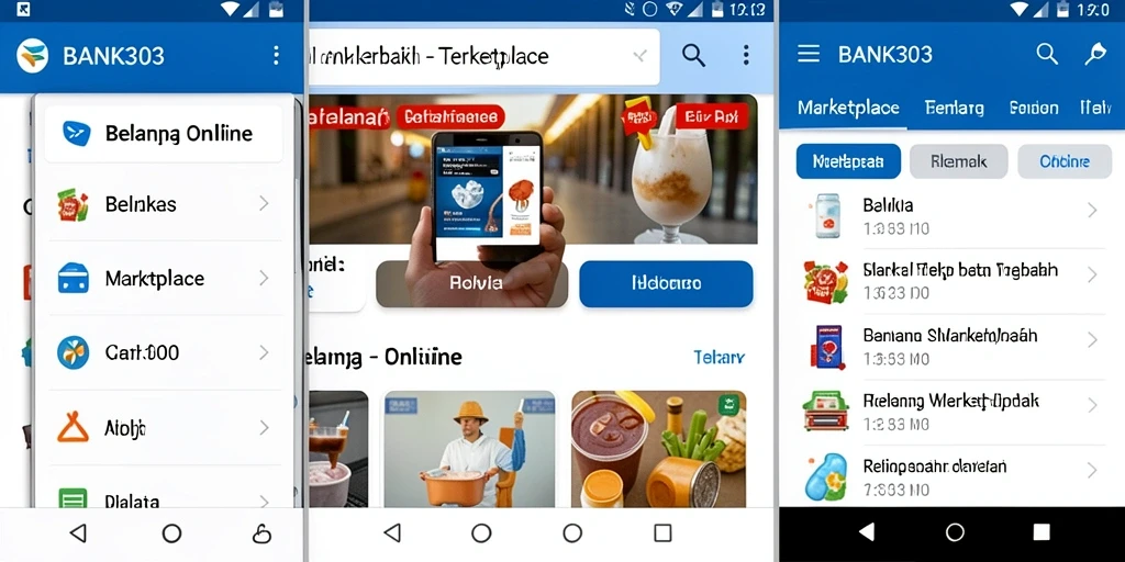 Tampilan antarmuka aplikasi BANK303 yang user-friendly untuk belanja online.