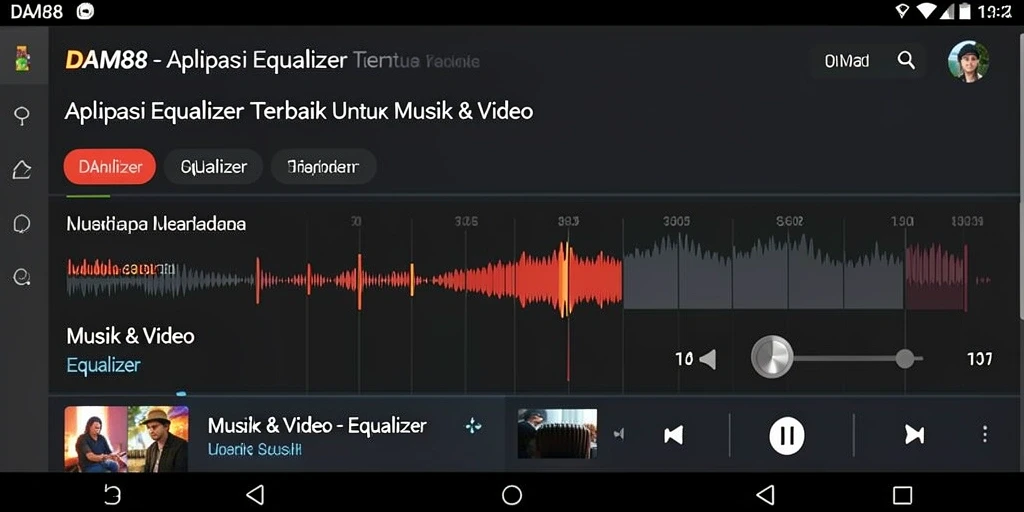 Tampilan antarmuka aplikasi DAM88 dengan fitur Equalizer canggih.
