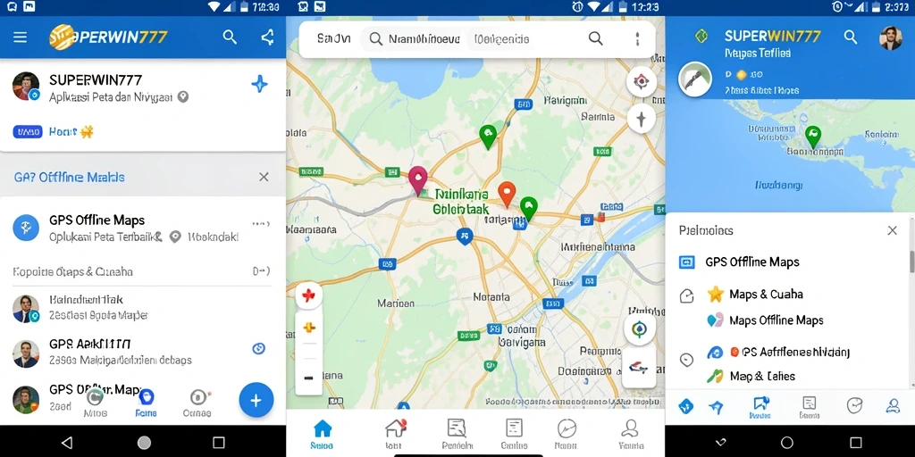 Antarmuka sederhana dan fungsional dari aplikasi GPS Offline Maps.